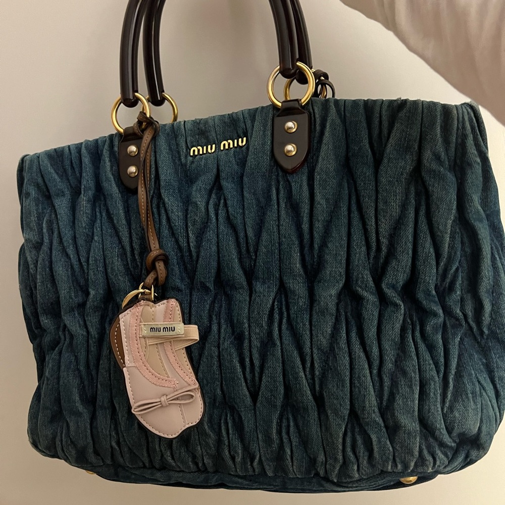 Miu Miu denim Quilted Tote Bag